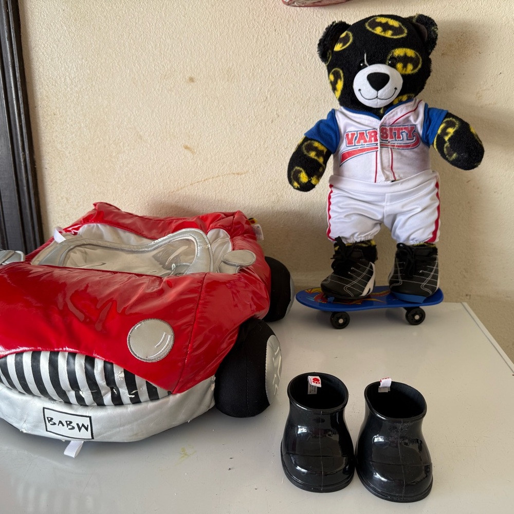 Build-A-Bear Black and Red Plush Car with Bear - Picture 6 of 8